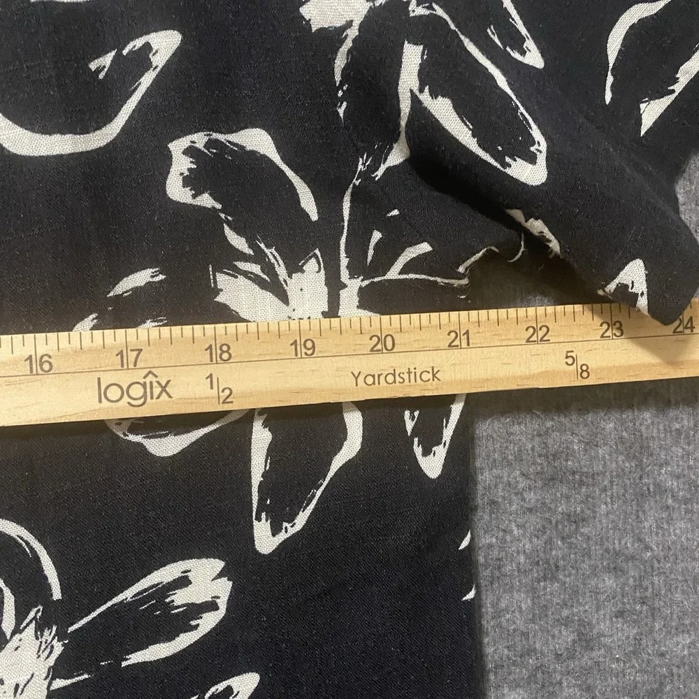 Porter Ash Shirt Linen Blend Men M Black Floral Hawaiian Aloha Beach Resort Camp